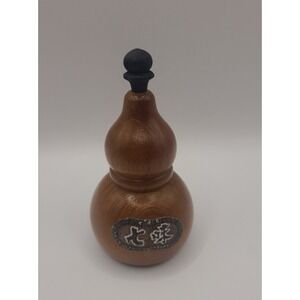 Vintage Traditional Japanese Cryptomeria Cedar Wood Hyotan Gourd Shaped Shichimi